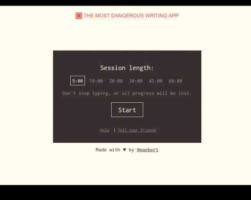 The Most Dangerous Writing App уничтожит ваш текст, если вы остановитесь